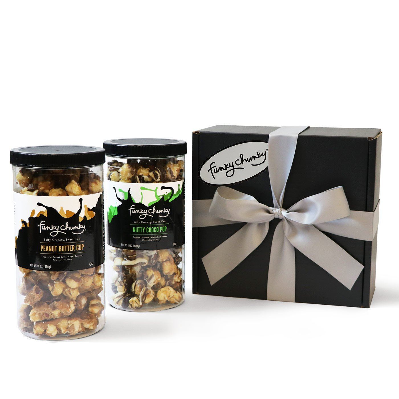 Salty Sweet Duo-Choose your favorite and get two tall canisters of salty and sweet flavors together. A combination that makes for the perfect gift for everyone on your list.-Funky Chunky