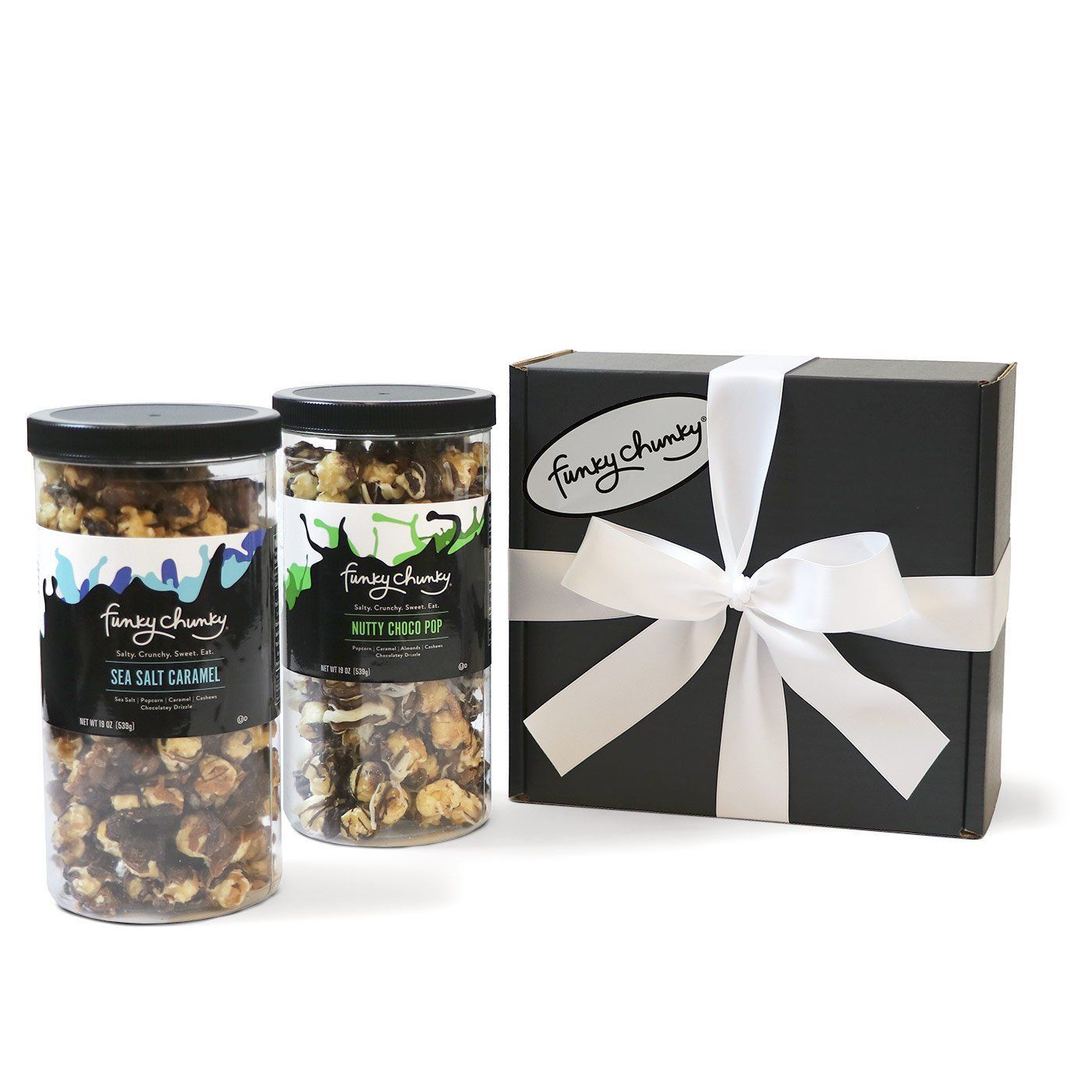 Salty Sweet Duo-Choose your favorite and get two tall canisters of salty and sweet flavors together. A combination that makes for the perfect gift for everyone on your list.-Funky Chunky