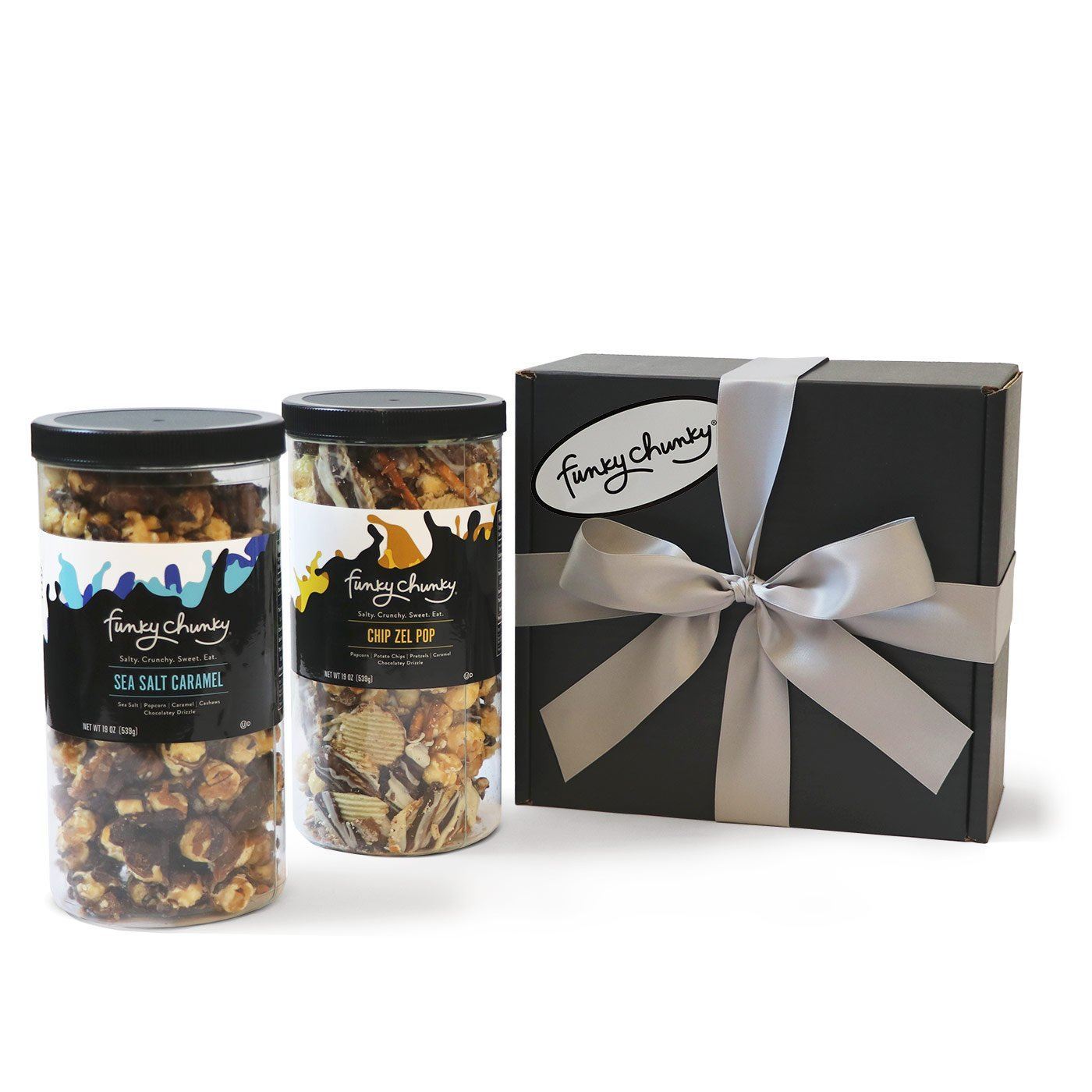 Salty Sweet Duo-Choose your favorite and get two tall canisters of salty and sweet flavors together. A combination that makes for the perfect gift for everyone on your list.-Funky Chunky