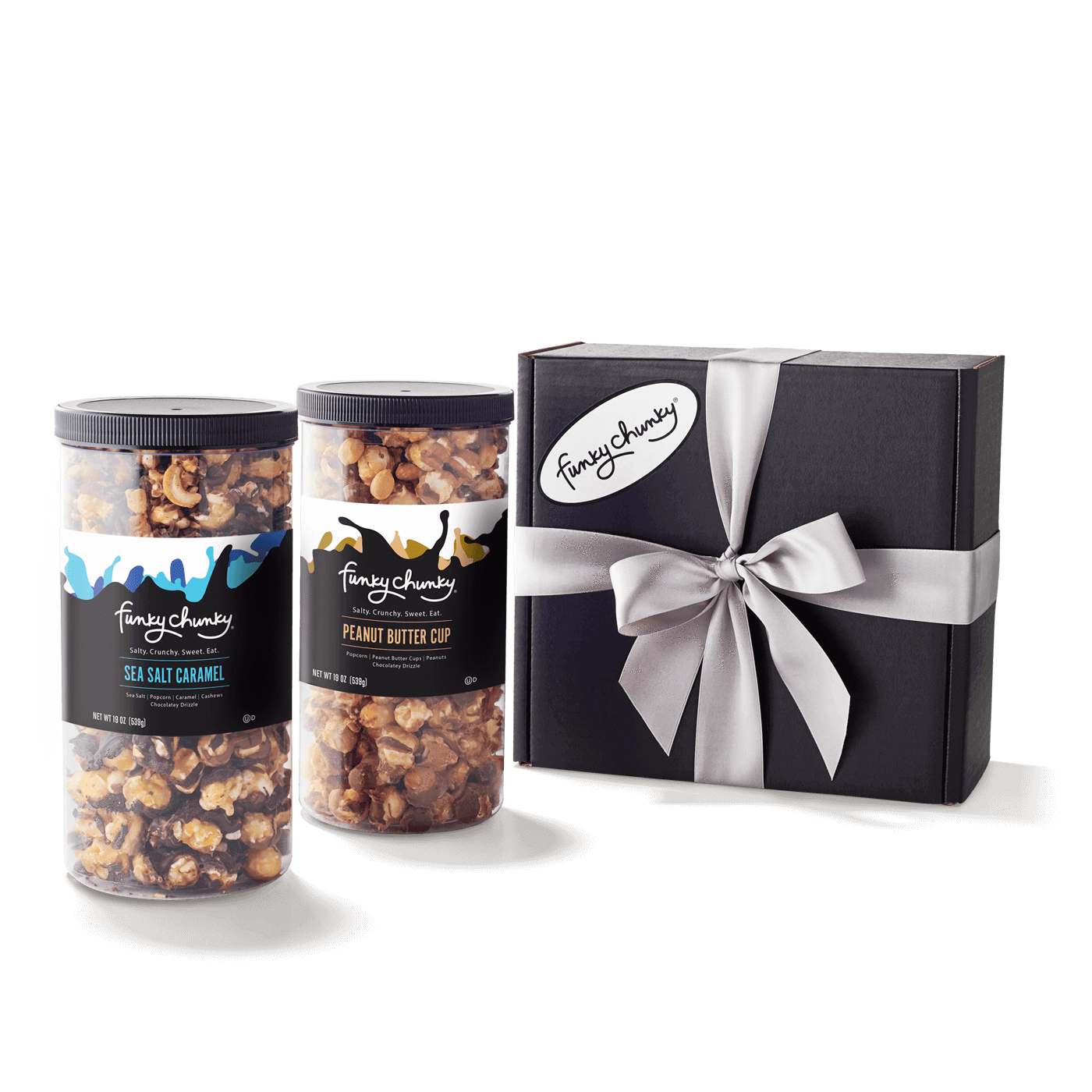 Salty Sweet Duo-Choose your favorite and get two tall canisters of salty and sweet flavors together. A combination that makes for the perfect gift for everyone on your list.-Funky Chunky