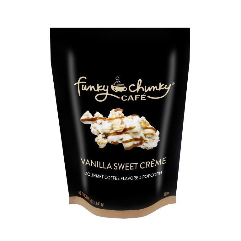 Vanilla Sweet Crème-td {border: 1px solid #ccc;}br {mso-data-placement:same-cell;} Upgrade your sweet tooth. We start with our decadent, buttery caramel popcorn and then drizzle vanilla sweet crème white chocolatey goodness, chewy caramel, and a sprinkle of white chocolate covered espresso beans.-Funky Chunky